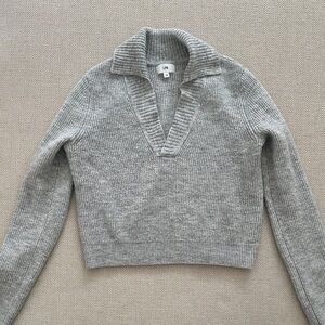 LPA Crop Gray V-Neck Sweater